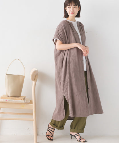 【OMNES】ダブルガーゼフレンチスリーブロングシャツ【1524-4201】
