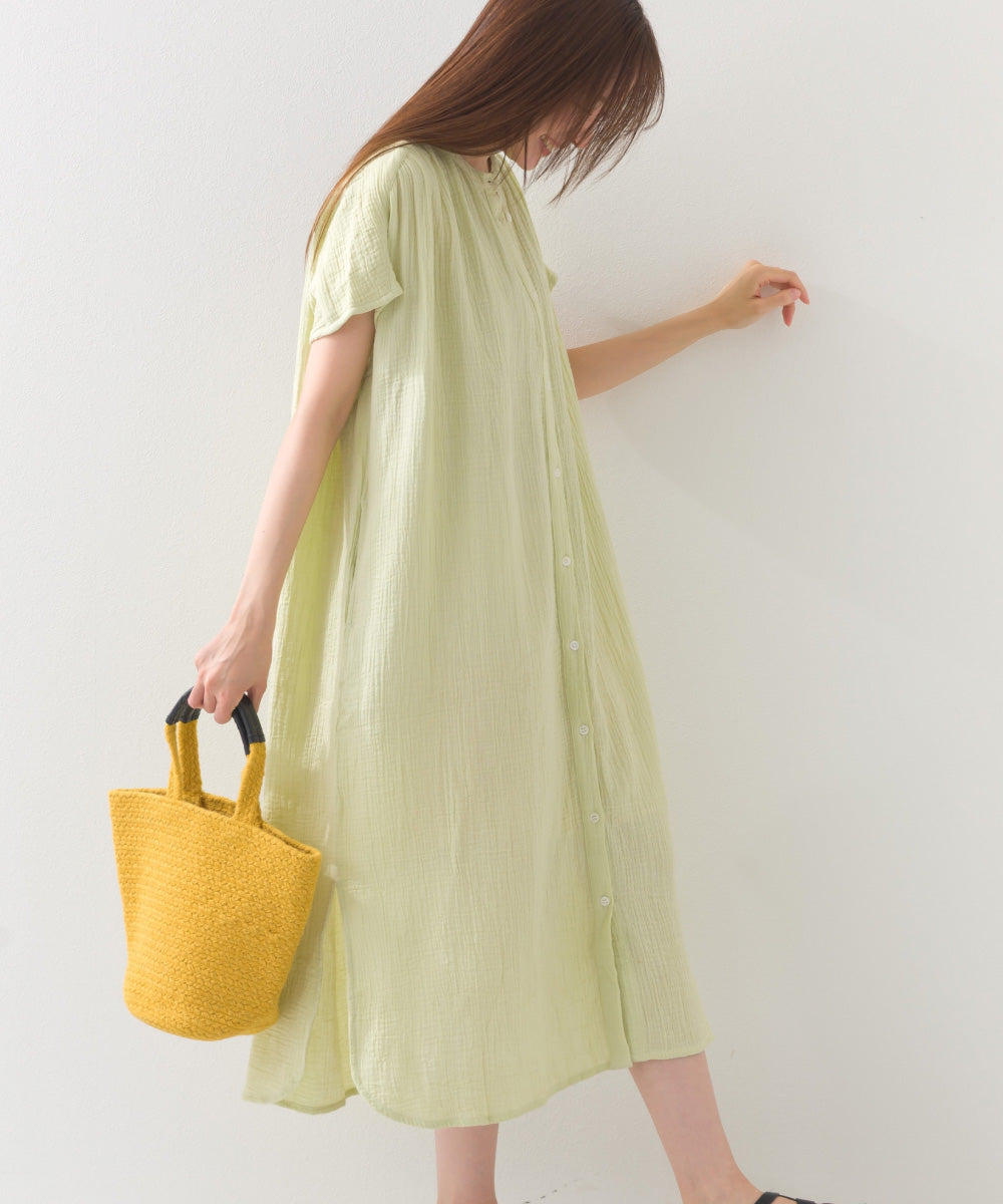 【OMNES】ダブルガーゼフレンチスリーブロングシャツ【1524-4201】