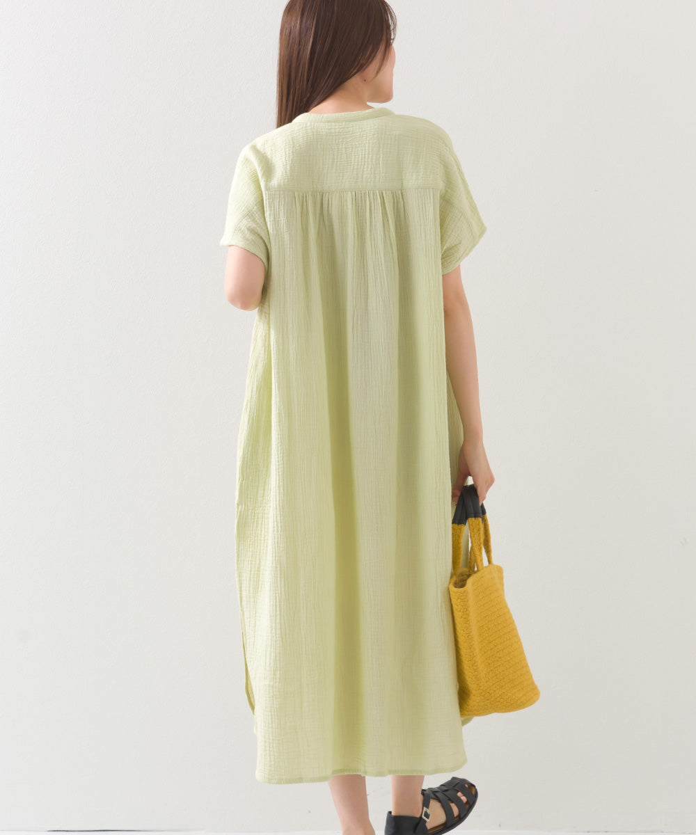 【OMNES】ダブルガーゼフレンチスリーブロングシャツ【1524-4201】