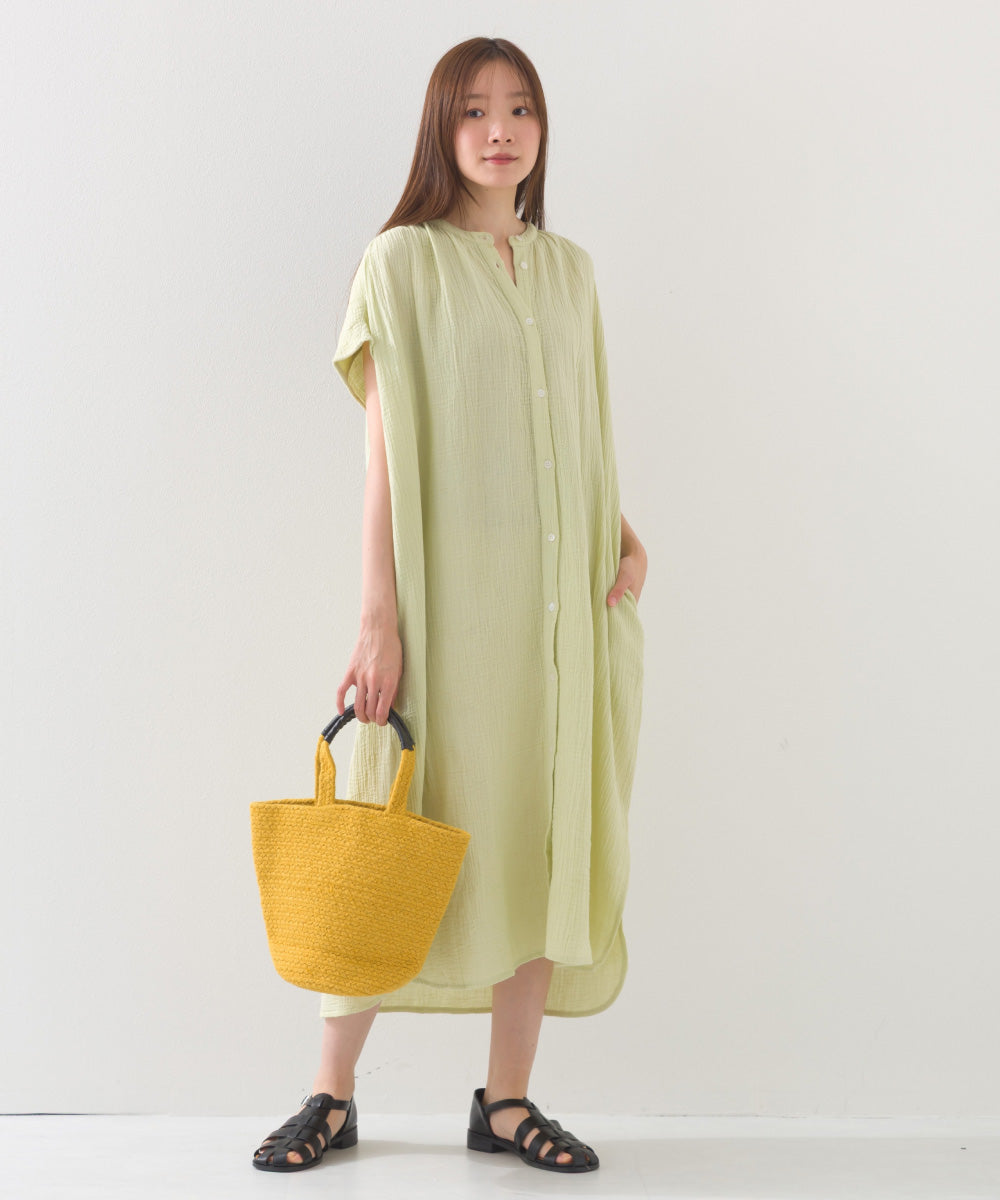 【OMNES】ダブルガーゼフレンチスリーブロングシャツ【1524-4201】