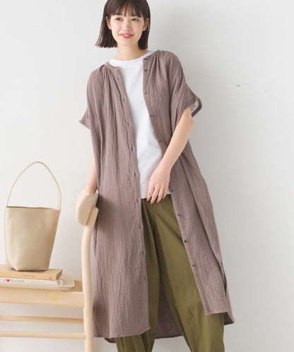 【OMNES】ダブルガーゼフレンチスリーブロングシャツ【1524-4201】