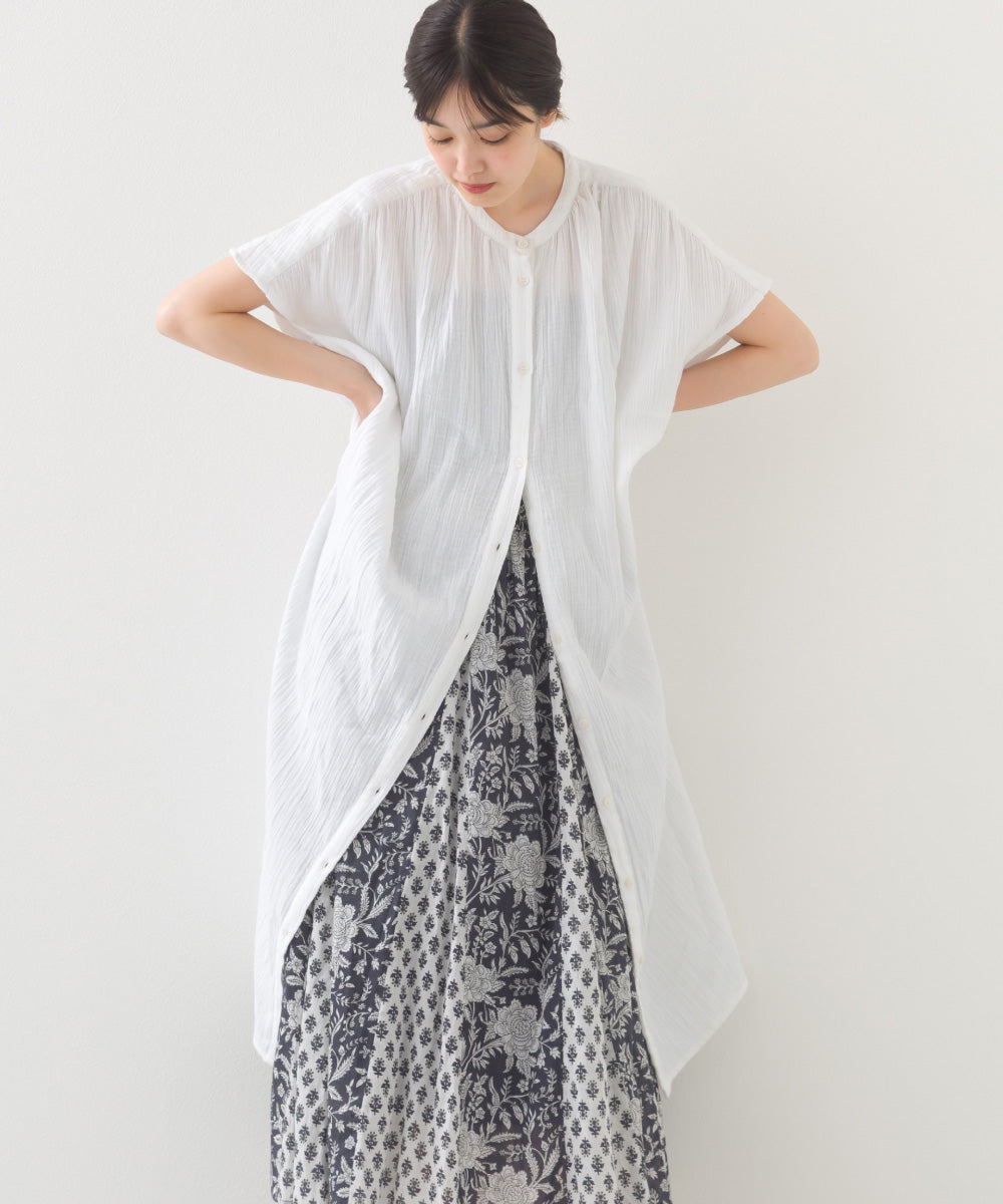 【OMNES】ダブルガーゼフレンチスリーブロングシャツ【1524-4201】