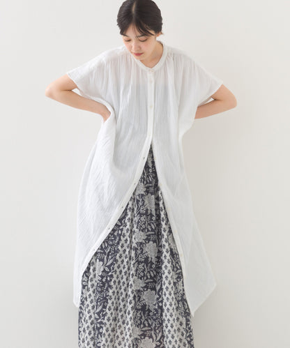 【OMNES】ダブルガーゼフレンチスリーブロングシャツ【1524-4201】