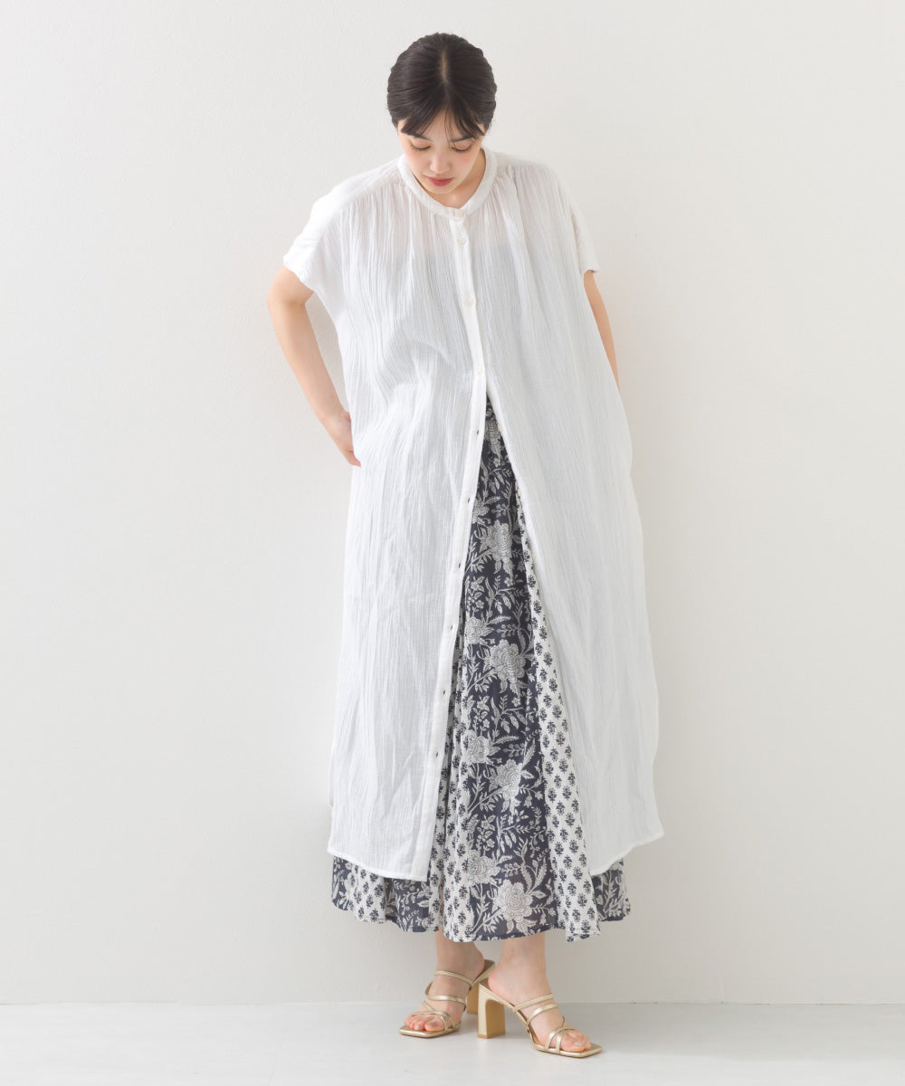 【OMNES】ダブルガーゼフレンチスリーブロングシャツ【1524-4201】