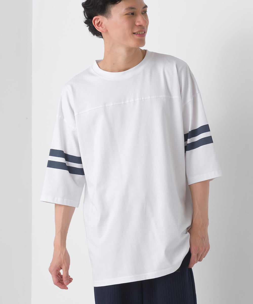 【hbD】【OMNES】ユニセックス バイオポリウォッシュ6分袖フットボールTシャツ【1524-5516】