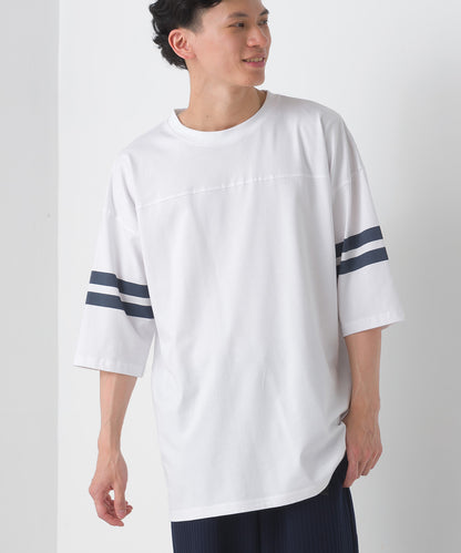 【hbD】【OMNES】ユニセックス バイオポリウォッシュ6分袖フットボールTシャツ【1524-5516】