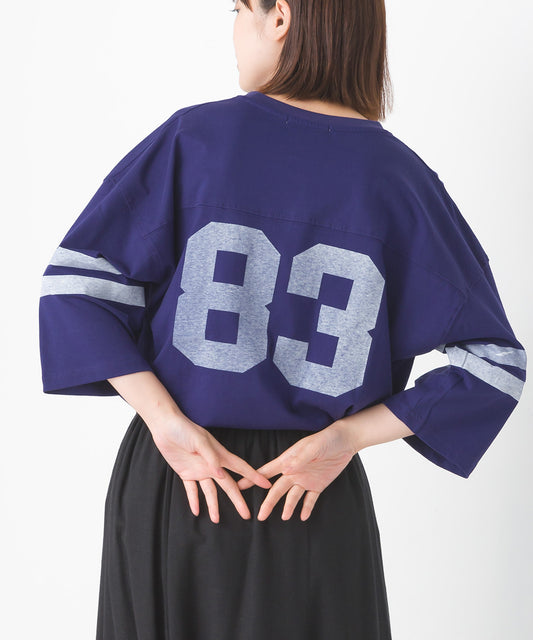 【OMNES】ユニセックス バイオポリウォッシュ6分袖フットボールTシャツ【1524-5516】