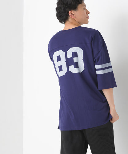 【hbD】【OMNES】ユニセックス バイオポリウォッシュ6分袖フットボールTシャツ【1524-5516】