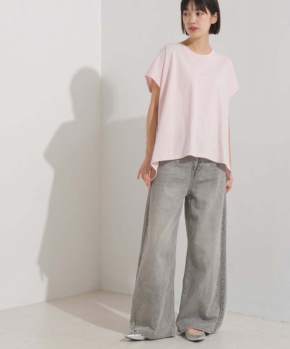 【OMNES】バイオポリウォッシュバックフリルプルオーバーTシャツ【1524-5518】