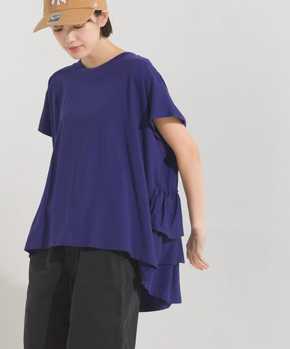 【OMNES】バイオポリウォッシュバックフリルプルオーバーTシャツ【1524-5518】