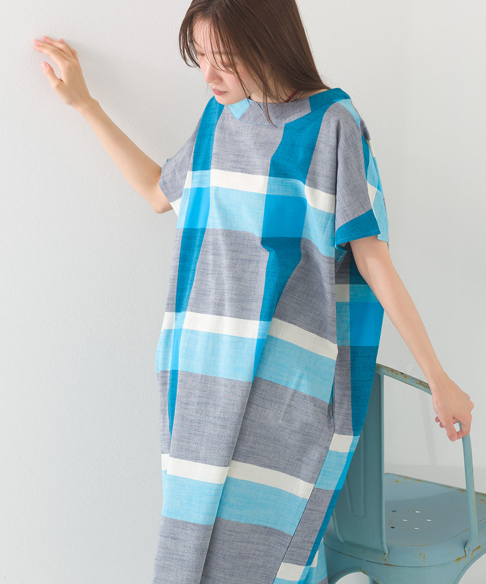 【OMNES】コットンスラブチェック柄ワンピース【1524-9116】