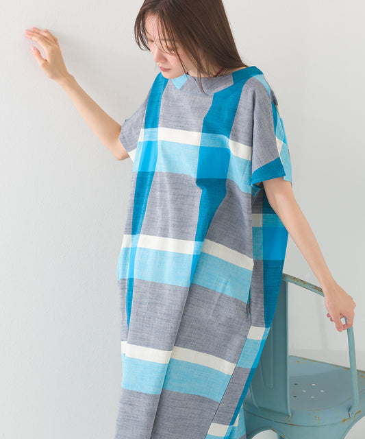 【OMNES】コットンスラブチェック柄ワンピース【1524-9116】