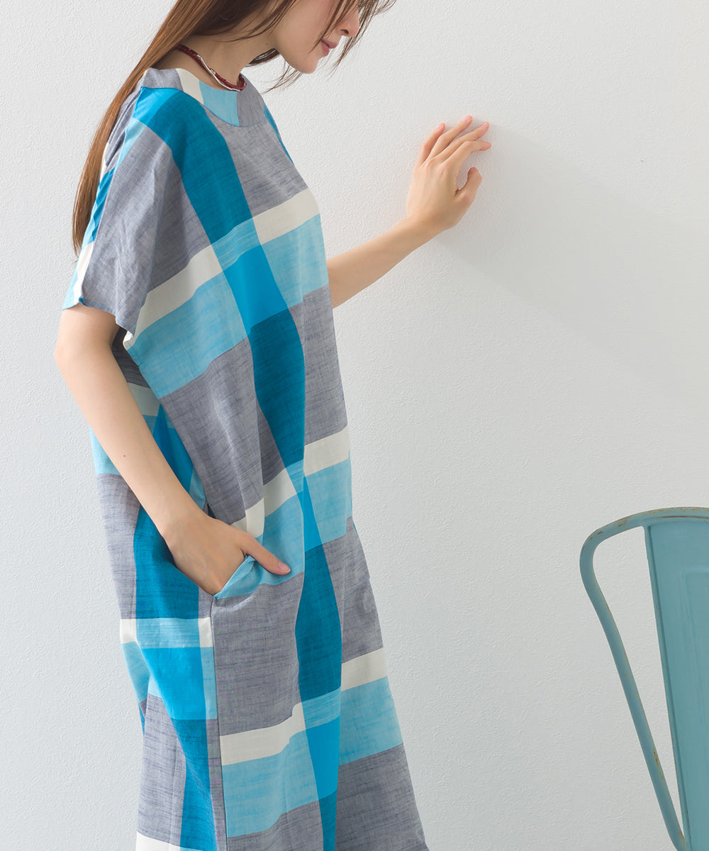 【OMNES】コットンスラブチェック柄ワンピース【1524-9116】