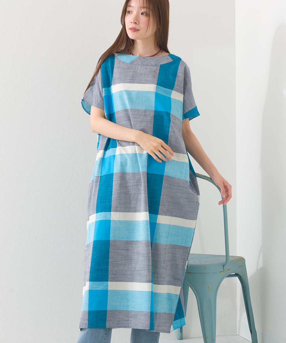 【OMNES】コットンスラブチェック柄ワンピース【1524-9116】