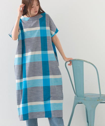 【OMNES】コットンスラブチェック柄ワンピース【1524-9116】