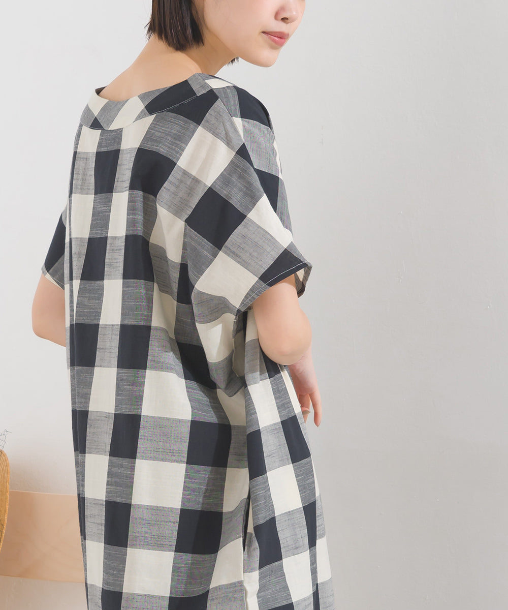 【OMNES】コットンスラブチェック柄ワンピース【1524-9116】