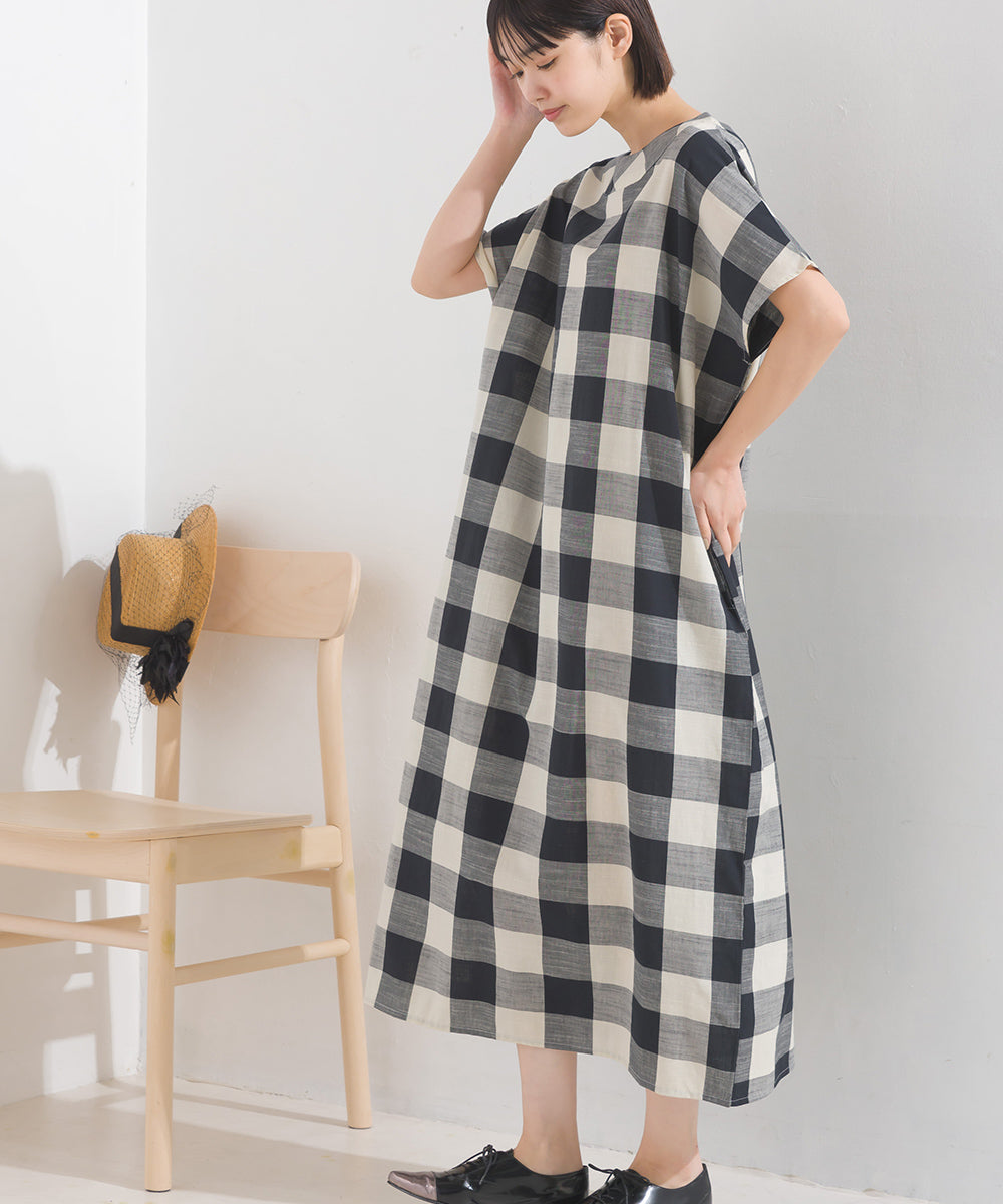 【OMNES】コットンスラブチェック柄ワンピース【1524-9116】