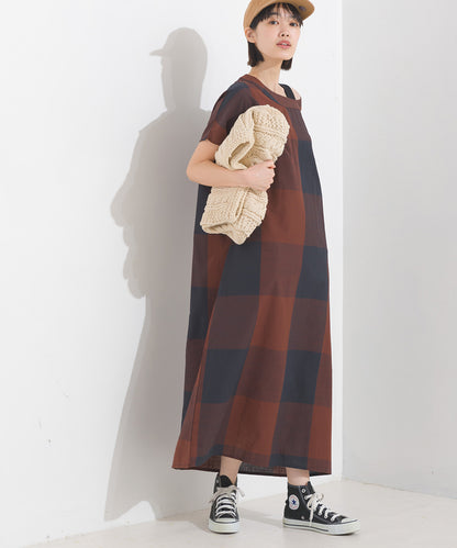 【OMNES】コットンスラブチェック柄ワンピース【1524-9116】