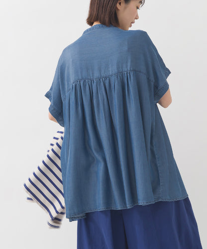 【OMNES】テンセルデニムハンドタック切り替えシャツ【1525-4230】