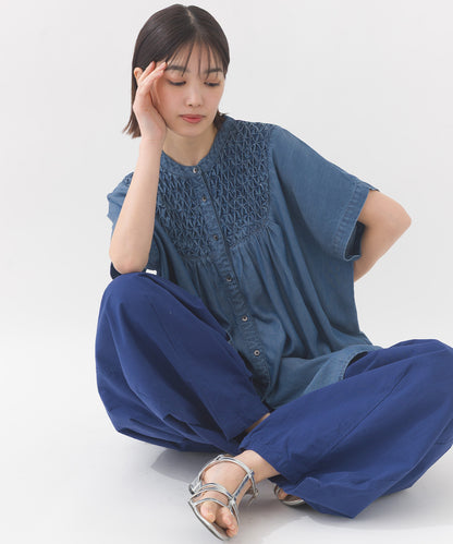 【OMNES】テンセルデニムハンドタック切り替えシャツ【1525-4230】