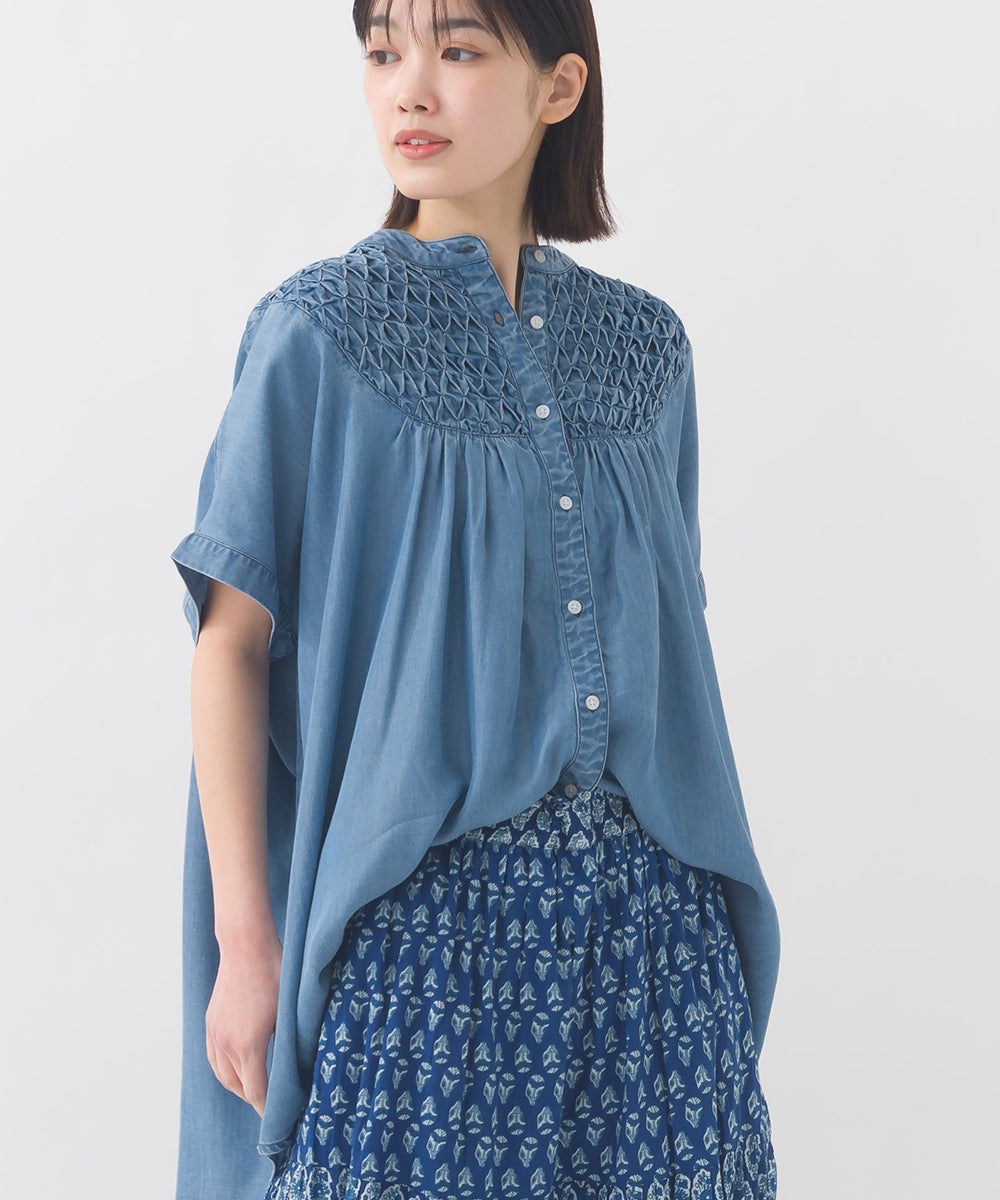 【OMNES】テンセルデニムハンドタック切り替えシャツ【1525-4230】