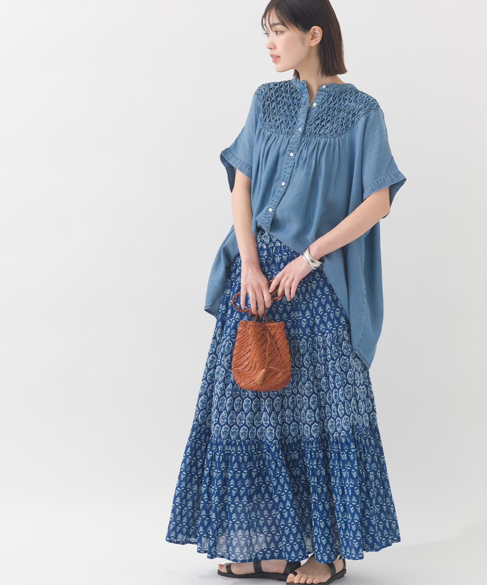 【OMNES】テンセルデニムハンドタック切り替えシャツ【1525-4230】