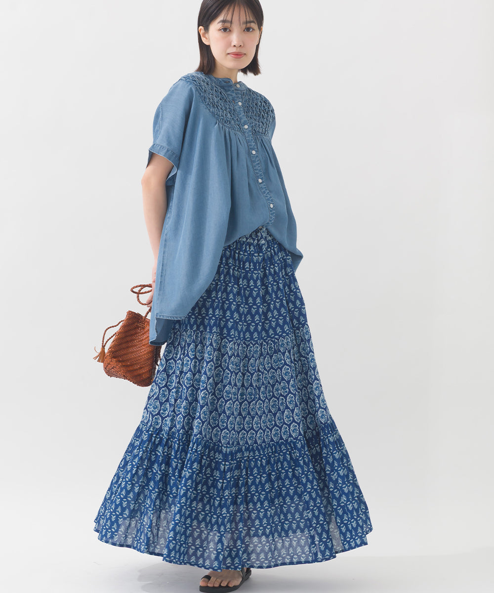 【OMNES】テンセルデニムハンドタック切り替えシャツ【1525-4230】