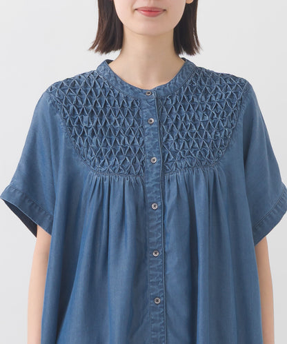 【OMNES】テンセルデニムハンドタック切り替えシャツ【1525-4230】