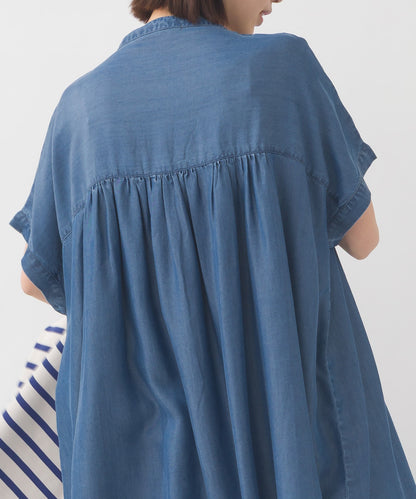 【OMNES】テンセルデニムハンドタック切り替えシャツ【1525-4230】