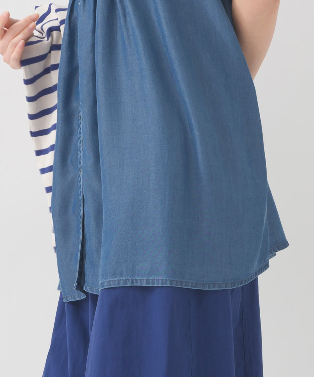 【OMNES】テンセルデニムハンドタック切り替えシャツ【1525-4230】