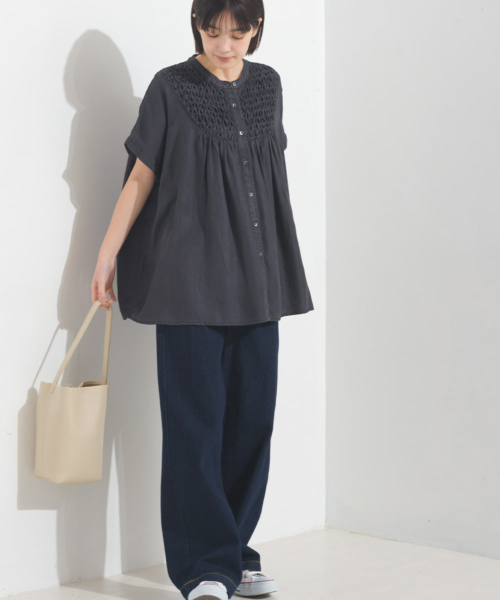 【OMNES】テンセルデニムハンドタック切り替えシャツ【1525-4230】