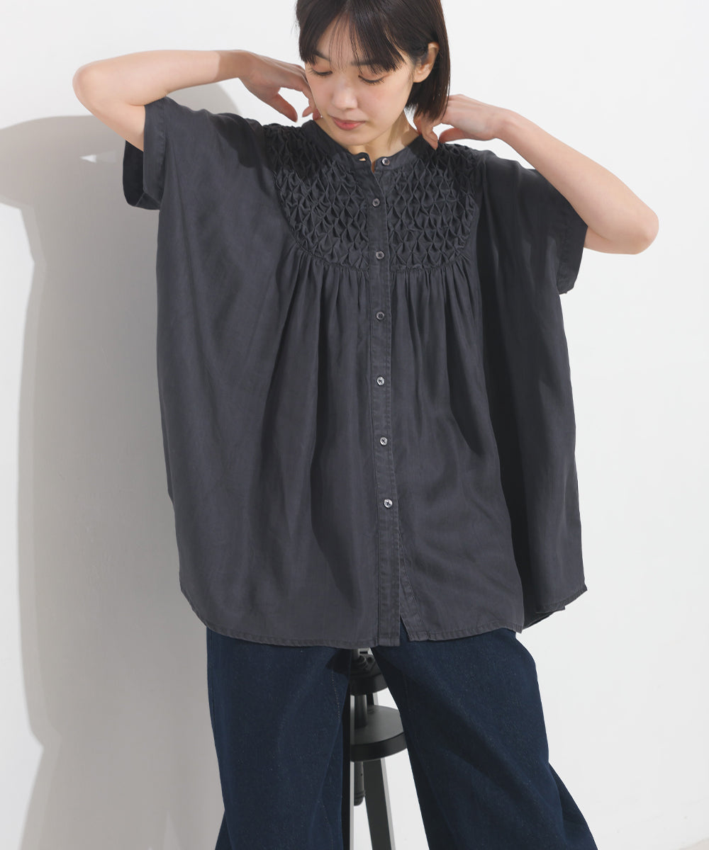 【OMNES】テンセルデニムハンドタック切り替えシャツ【1525-4230】