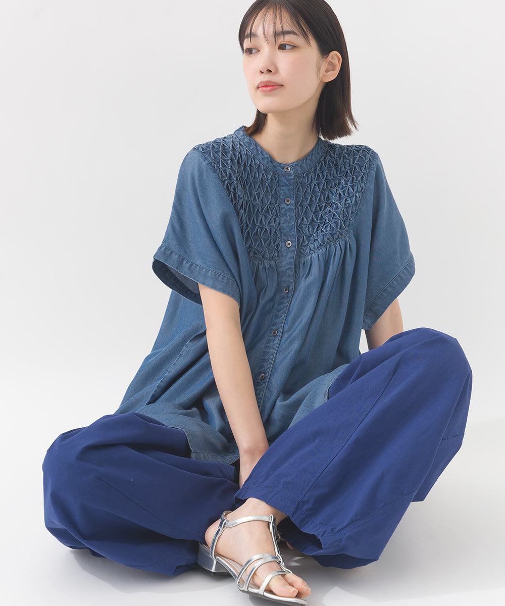 【OMNES】テンセルデニムハンドタック切り替えシャツ【1525-4230】