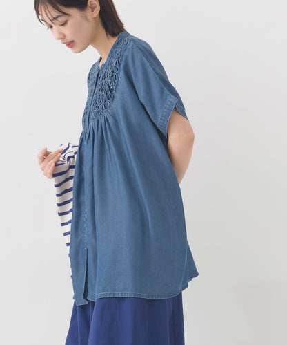 【OMNES】テンセルデニムハンドタック切り替えシャツ【1525-4230】