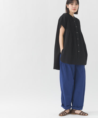 【OMNES】ダブルガーゼピンタックフレンチスリーブシャツ【1525-4236】