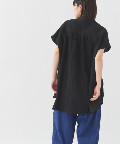 【OMNES】ダブルガーゼピンタックフレンチスリーブシャツ【1525-4236】