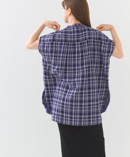 【OMNES】ダブルガーゼピンタックフレンチスリーブシャツ【1525-4236】