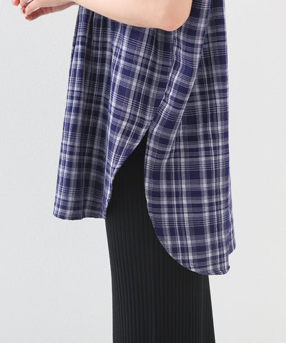 【OMNES】ダブルガーゼピンタックフレンチスリーブシャツ【1525-4236】