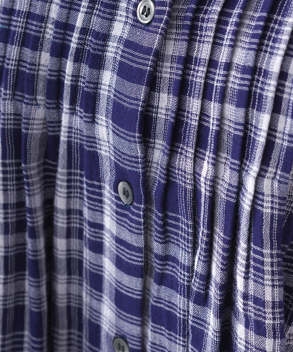 【OMNES】ダブルガーゼピンタックフレンチスリーブシャツ【1525-4236】