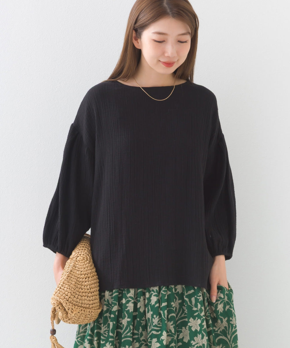 【OMNES】ダブルガーゼボリューム袖プルオーバー【1525-4237】