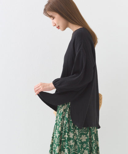 【OMNES】ダブルガーゼボリューム袖プルオーバー【1525-4237】