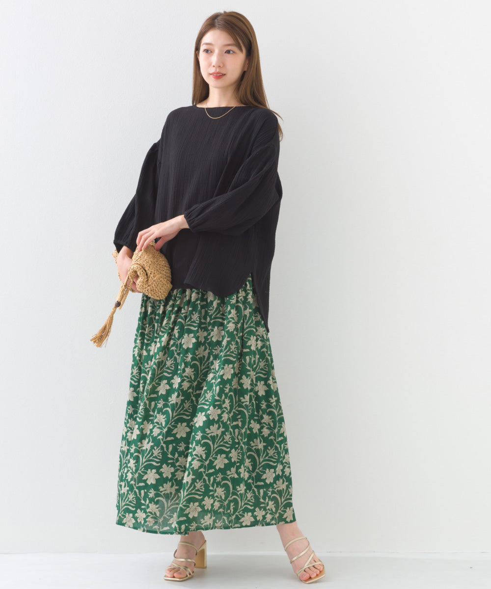 【OMNES】ダブルガーゼボリューム袖プルオーバー【1525-4237】