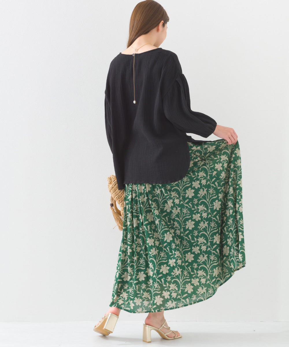 【OMNES】ダブルガーゼボリューム袖プルオーバー【1525-4237】