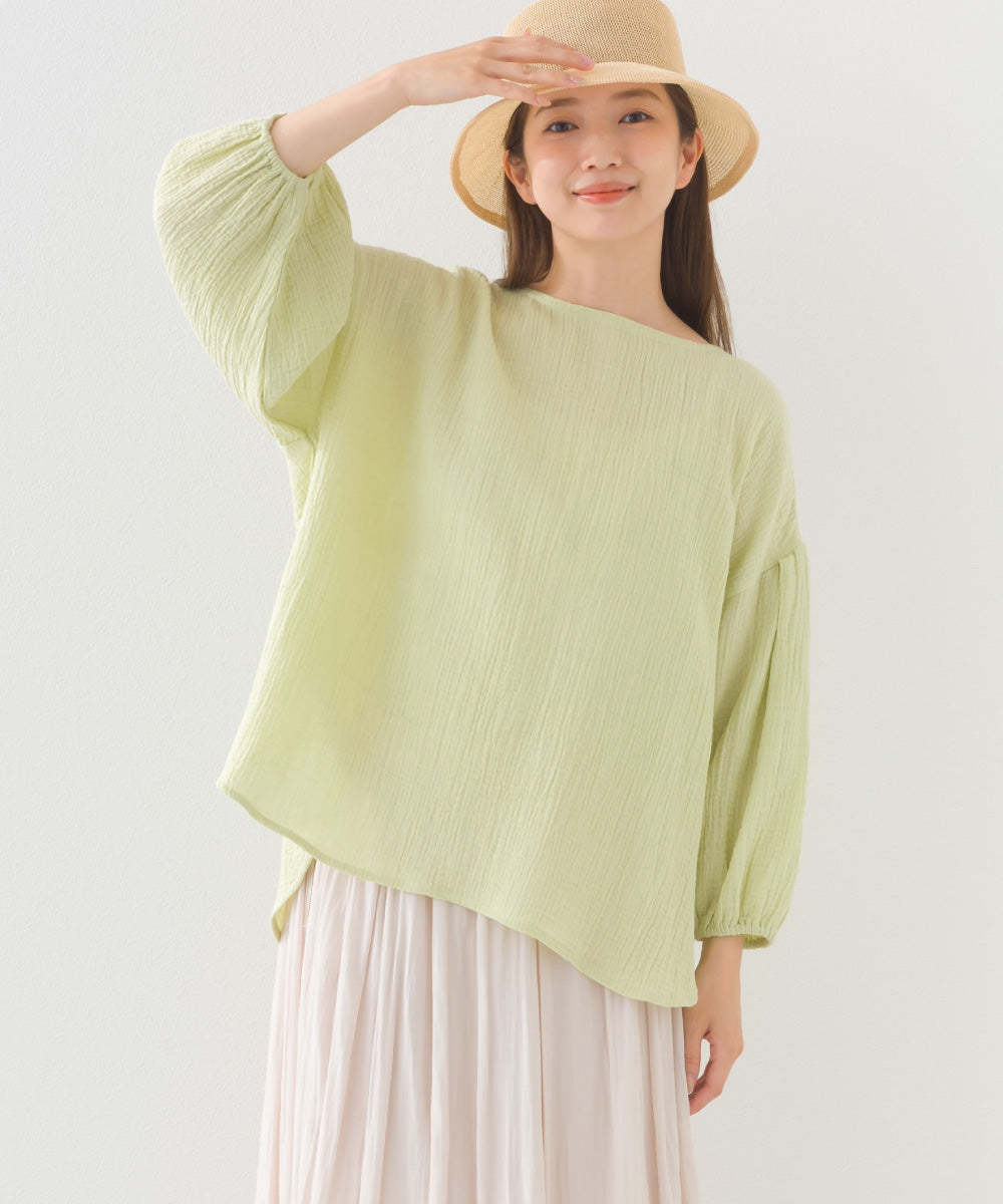 【OMNES】ダブルガーゼボリューム袖プルオーバー【1525-4237】