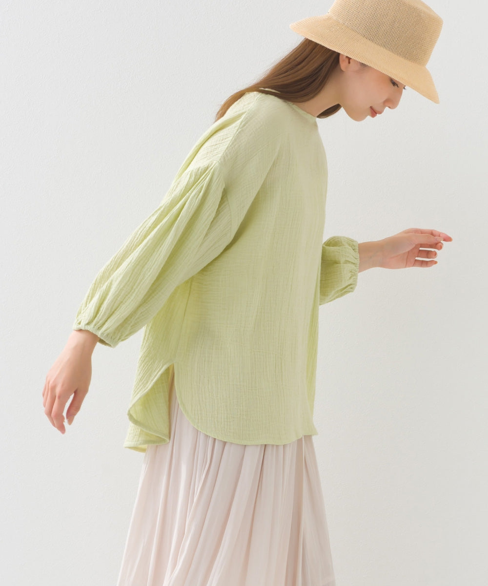 【OMNES】ダブルガーゼボリューム袖プルオーバー【1525-4237】