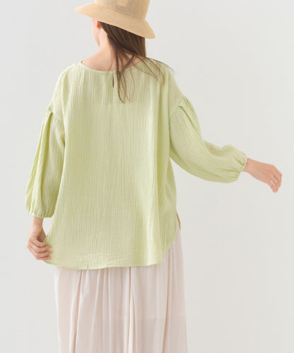 【OMNES】ダブルガーゼボリューム袖プルオーバー【1525-4237】