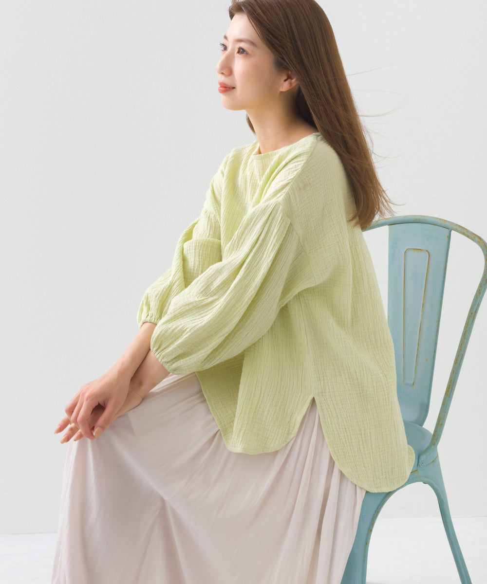 【OMNES】ダブルガーゼボリューム袖プルオーバー【1525-4237】