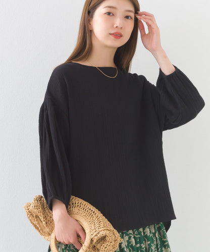 【OMNES】ダブルガーゼボリューム袖プルオーバー【1525-4237】