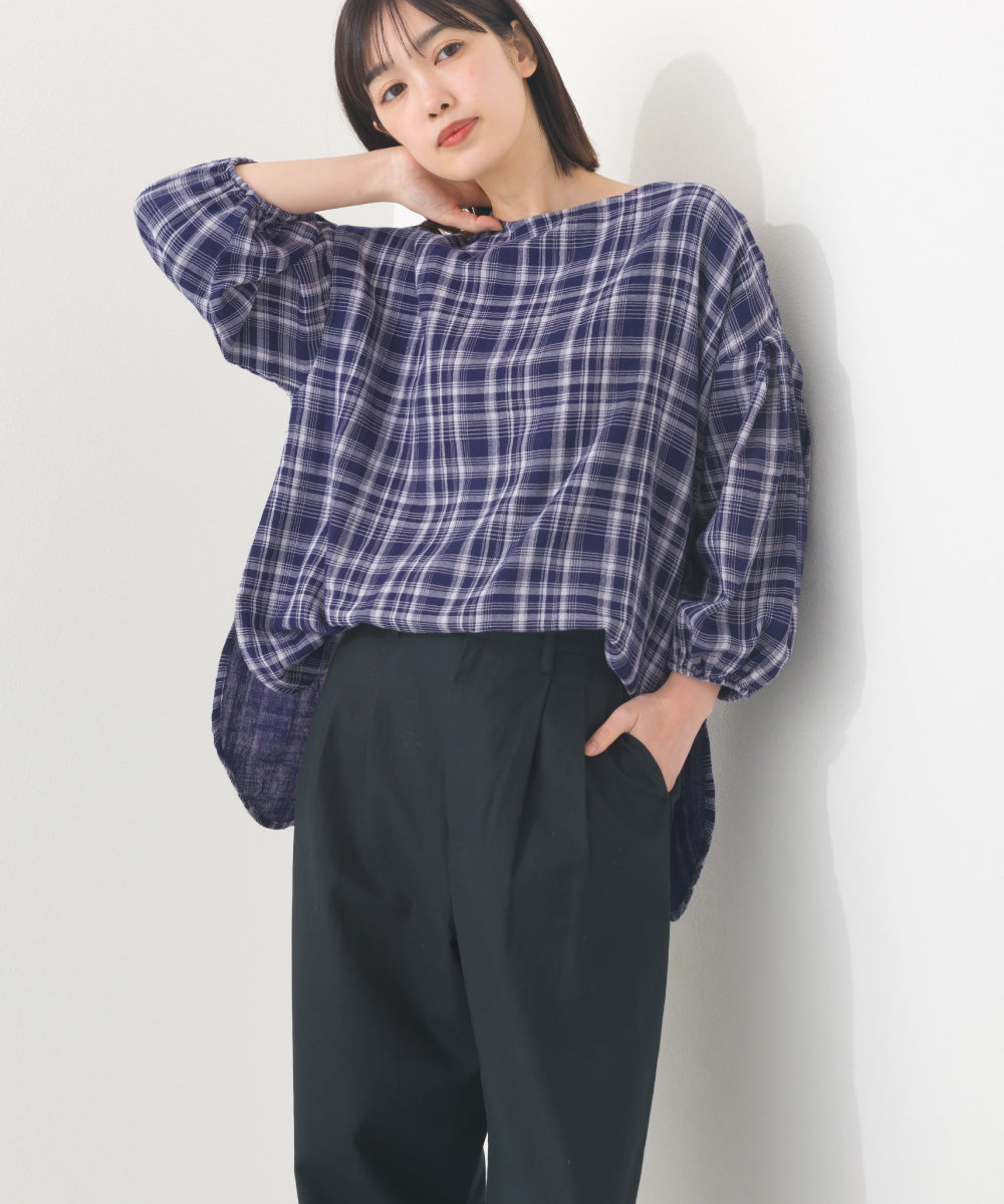 【OMNES】ダブルガーゼボリューム袖プルオーバー【1525-4237】