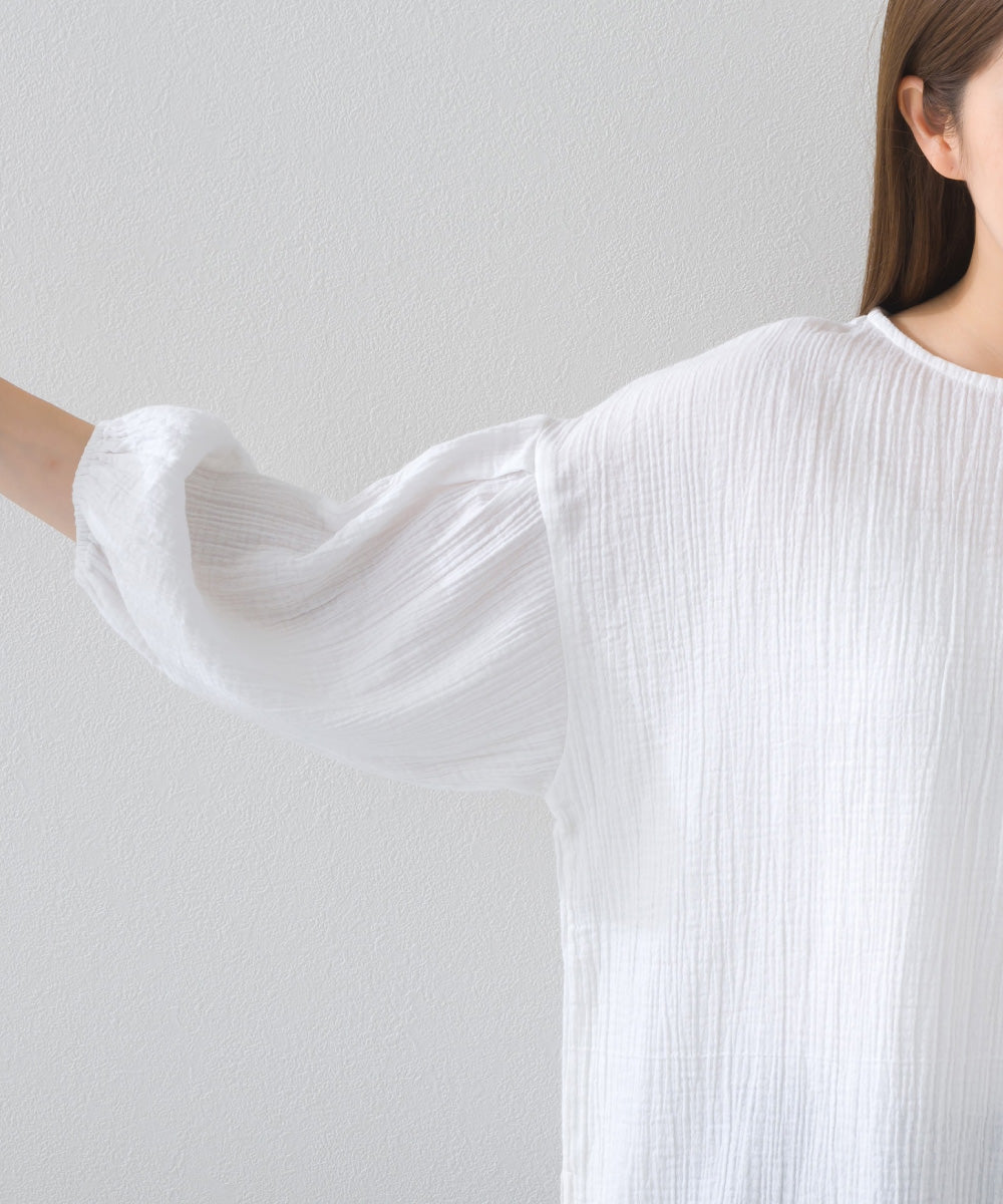 【OMNES】ダブルガーゼボリューム袖プルオーバー【1525-4237】